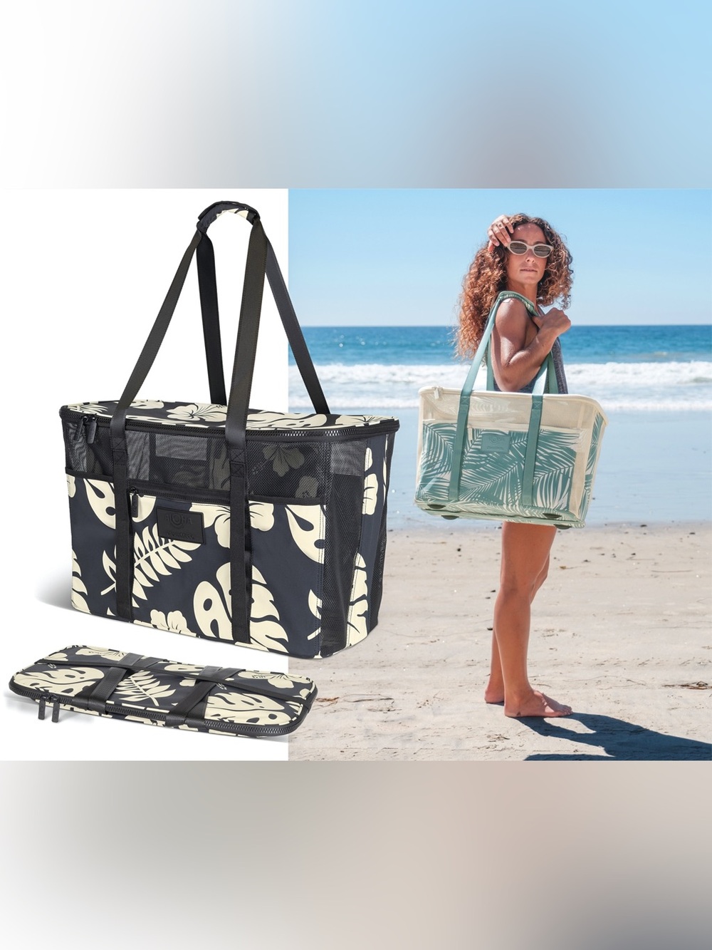 ALOHA Collection collapsible beach tote TEAL
